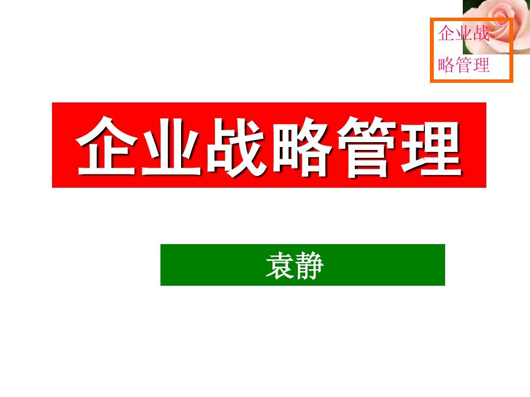 企业战略管理 第四章 内部环境
